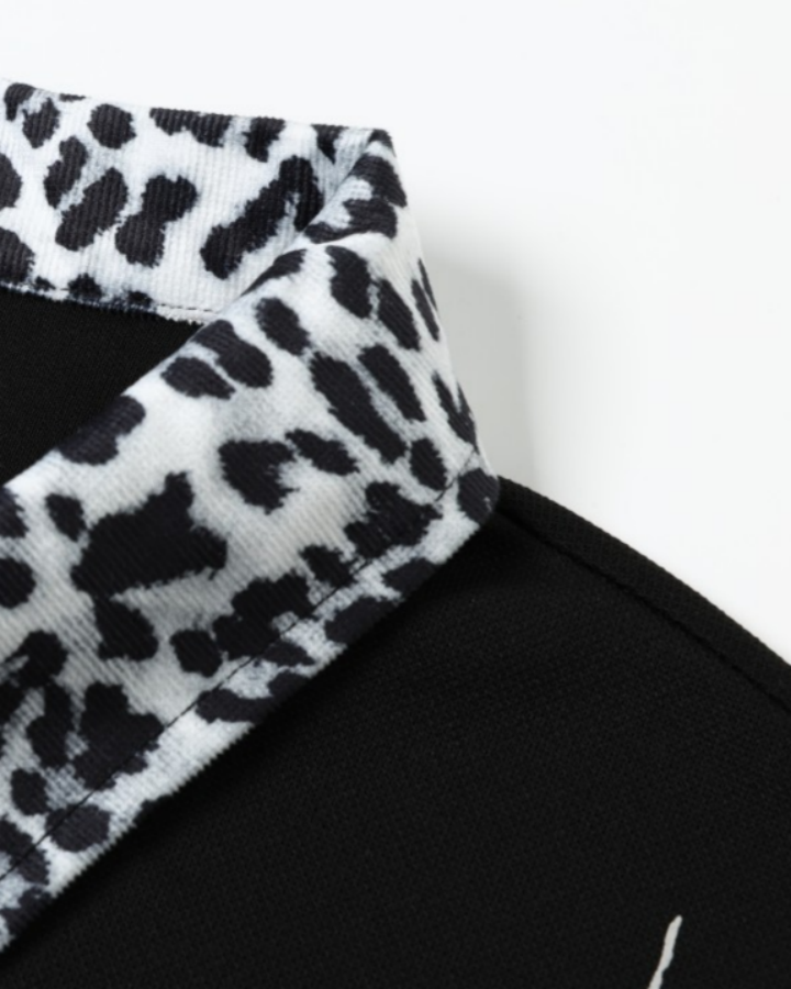 Graphic Print Leopard Collar Polo