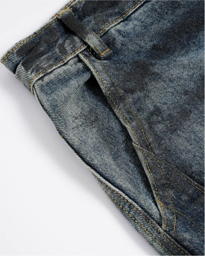 Distressed Workwear Denim Capri Pants