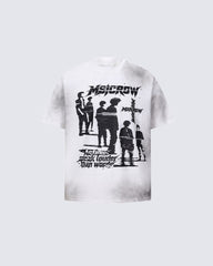 American-Style Distressed Print T-Shirt