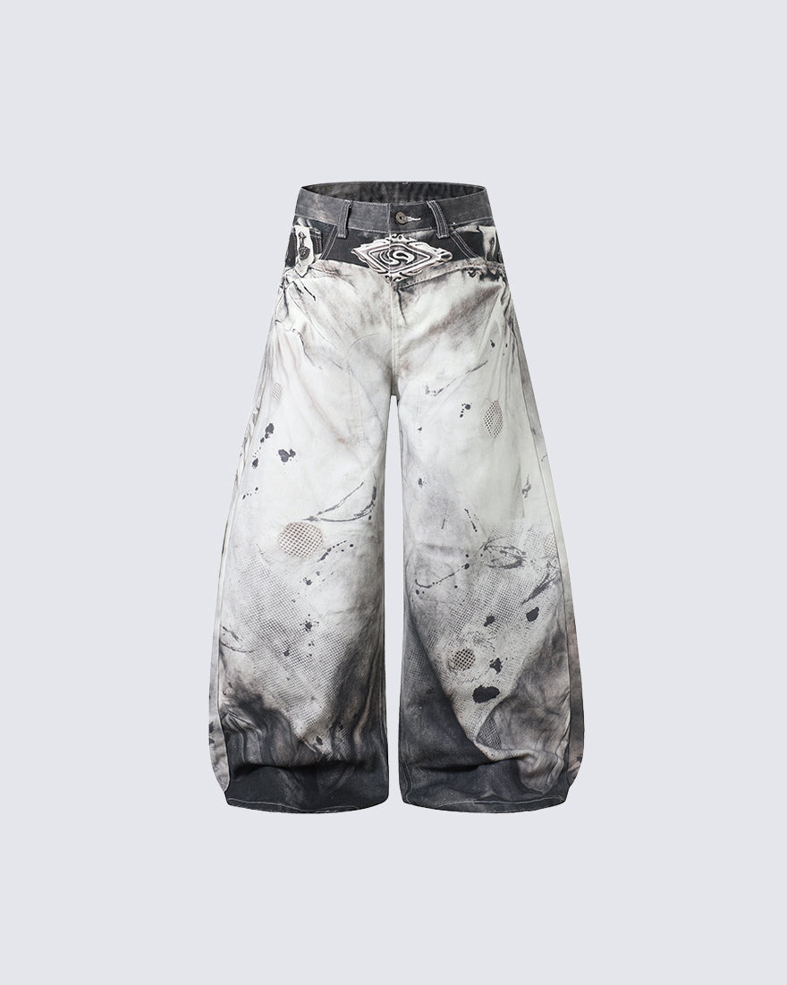 Wasteland Washed Wide Leg Denim Pants