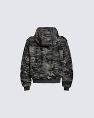 Camouflage Hooded Cargo Jacket