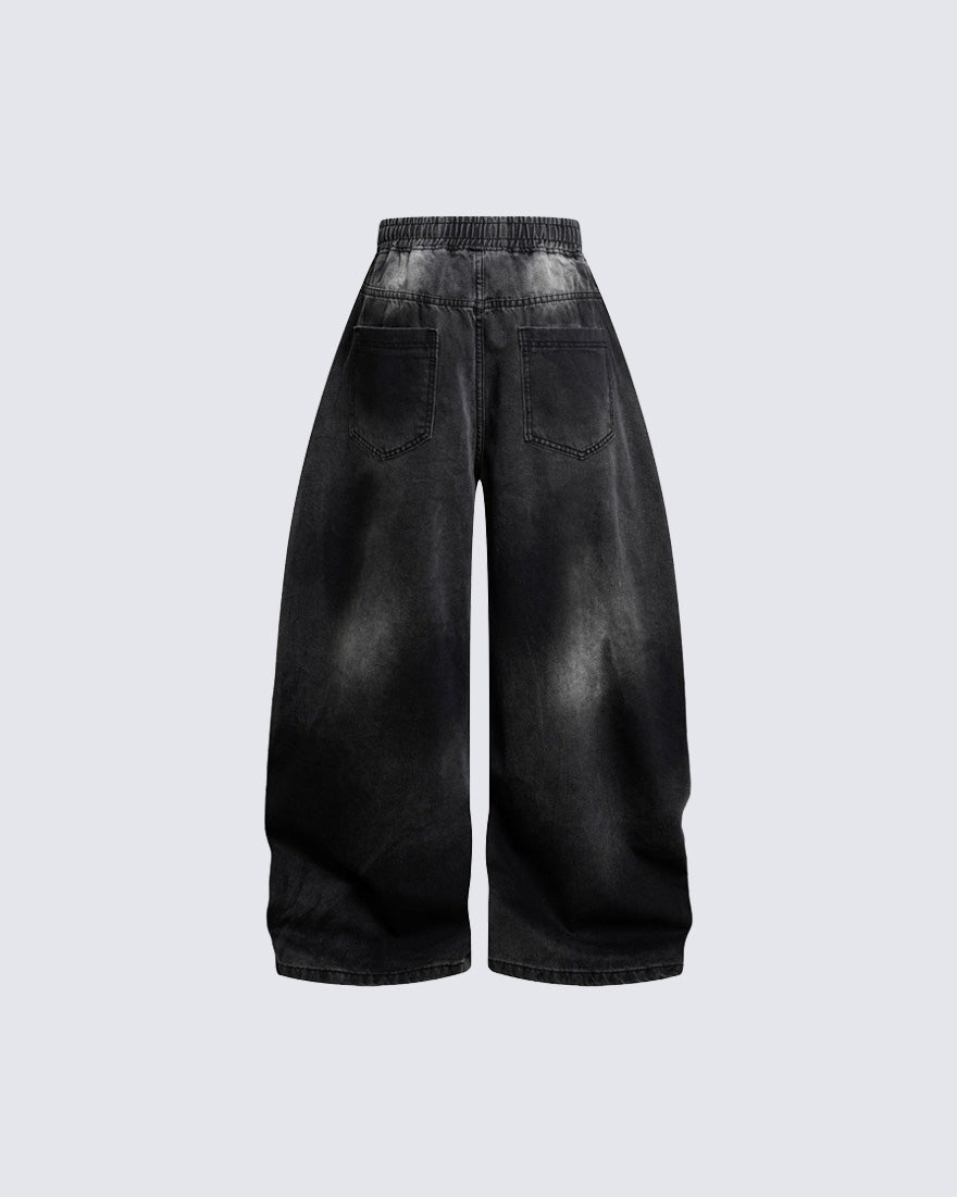 Vintage Washed Wide-Leg Denim Pants