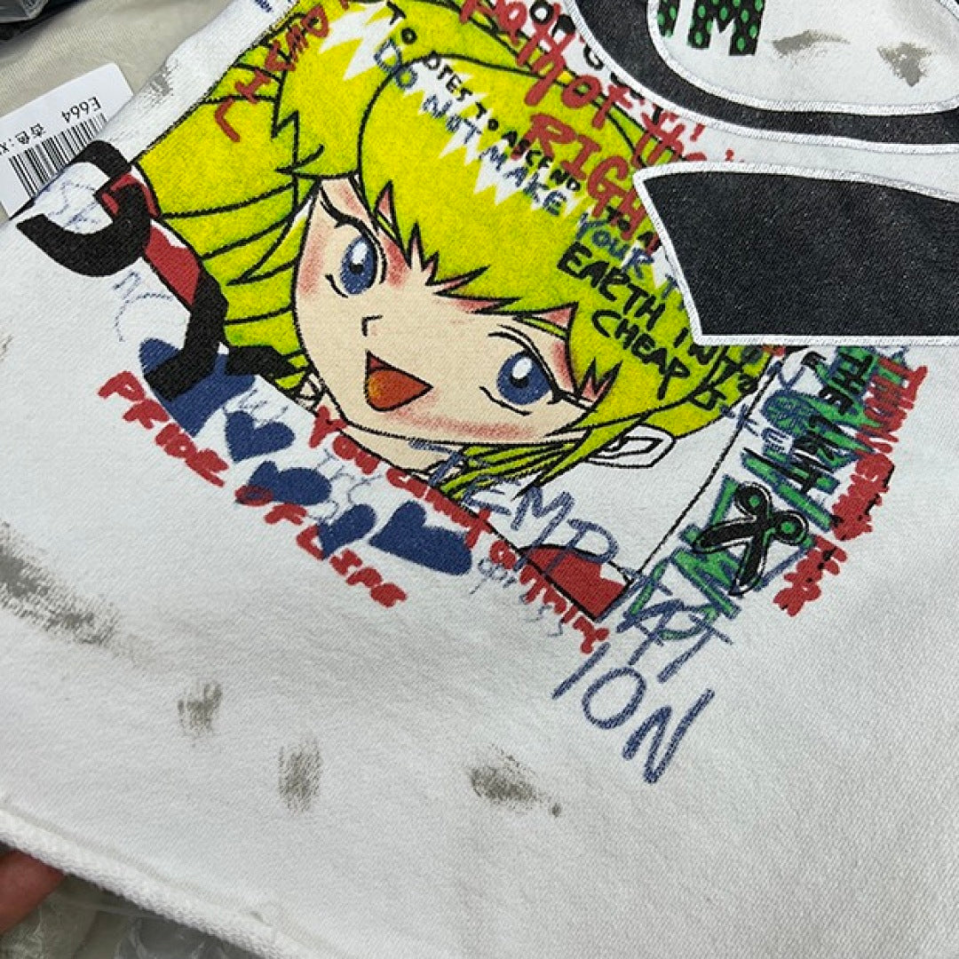 Saint Michael Graffiti Anime Graphic Collaged Sweat Shorts