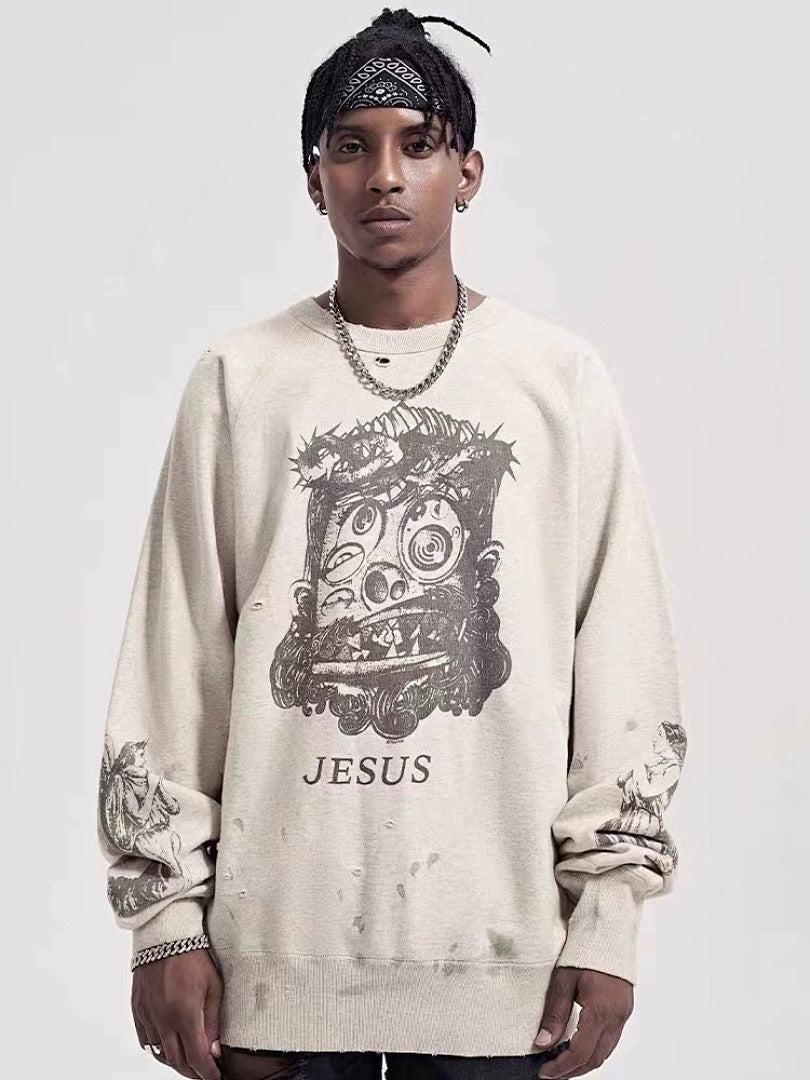 Saint Michael ST121 Jesus Crest Sleeve Graphic Sweatshirt