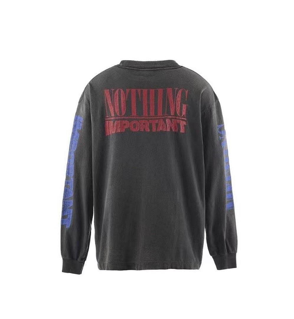 Saint Michael Distressed Graphic Art Long Sleeve Sweatshirt