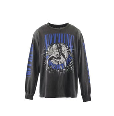 Saint Michael Distressed Graphic Art Long Sleeve Sweatshirt