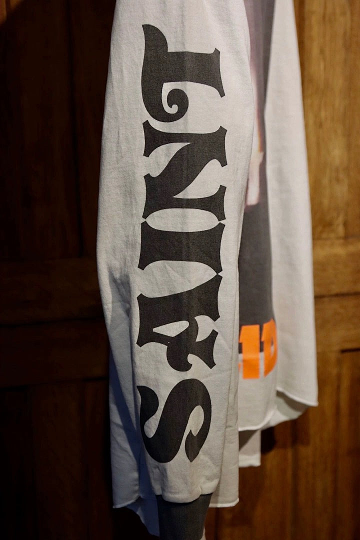 Saint Michael Mock-Neck Photo Print Long Sleeve Sweatshirt