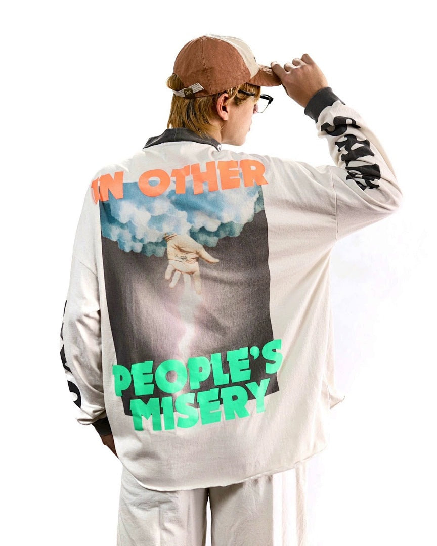 Saint Michael Mock-Neck Photo Print Long Sleeve Sweatshirt