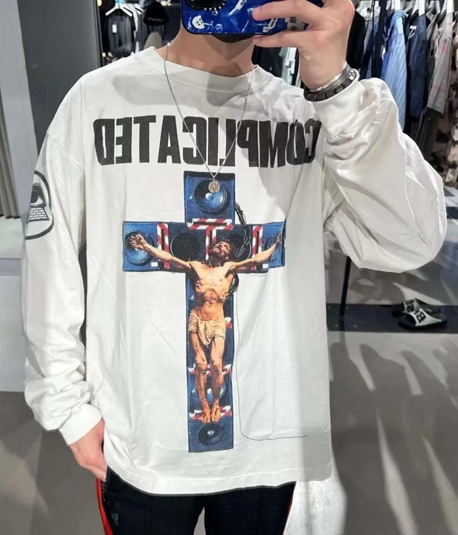 Saint Michael Complicated Cross Print Sweatshirt