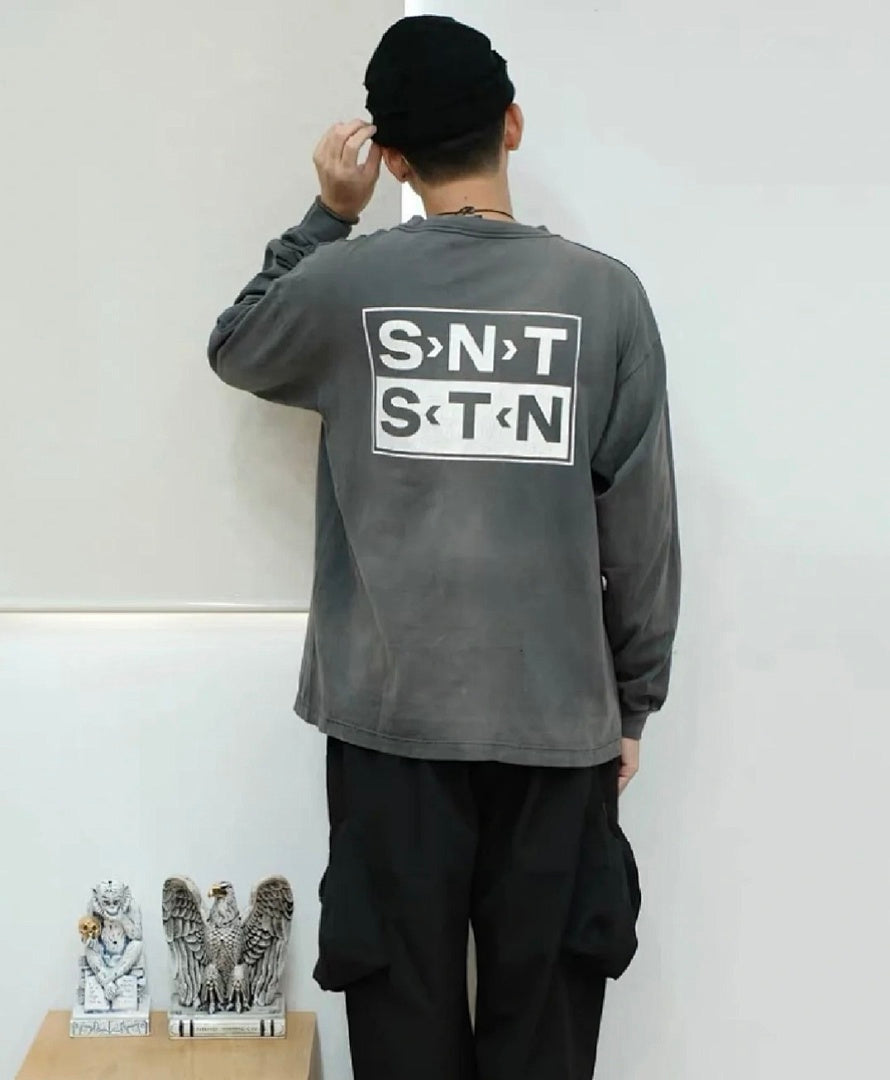 Saint Michael Minimalist Block Logo Long Sleeve Sweatshirt