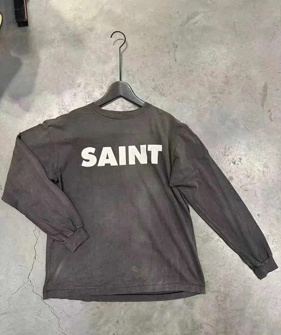 Saint Michael Minimalist Block Logo Long Sleeve Sweatshirt
