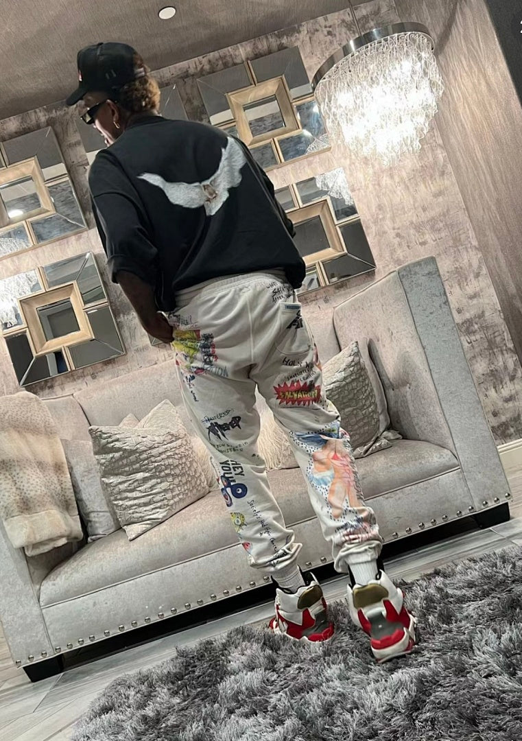 Saint Michael ST904 All-Over Graffiti Collage Sweatpants