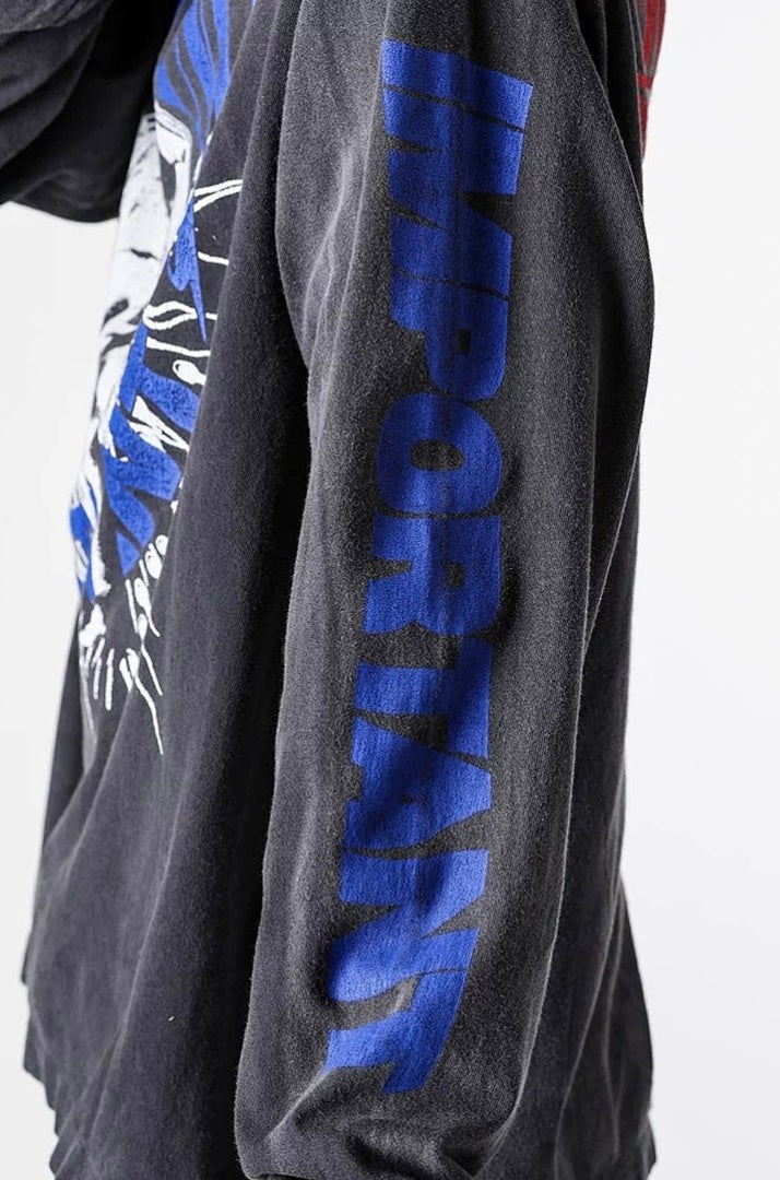 Saint Michael Distressed Graphic Art Long Sleeve Sweatshirt