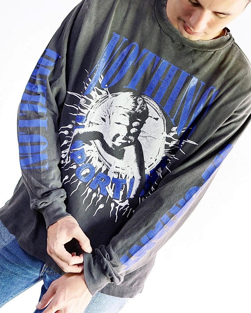 Saint Michael Distressed Graphic Art Long Sleeve Sweatshirt