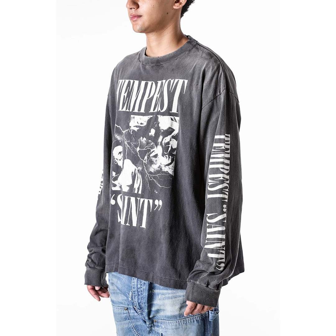 Saint Michael Tempest Graphic & Back Script Sweatshirt