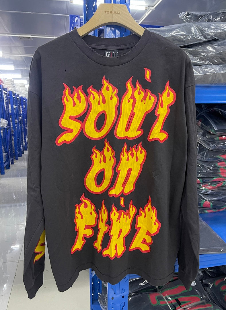 Saint Michael Soul On Fire Flame Sleeve Sweatshirt