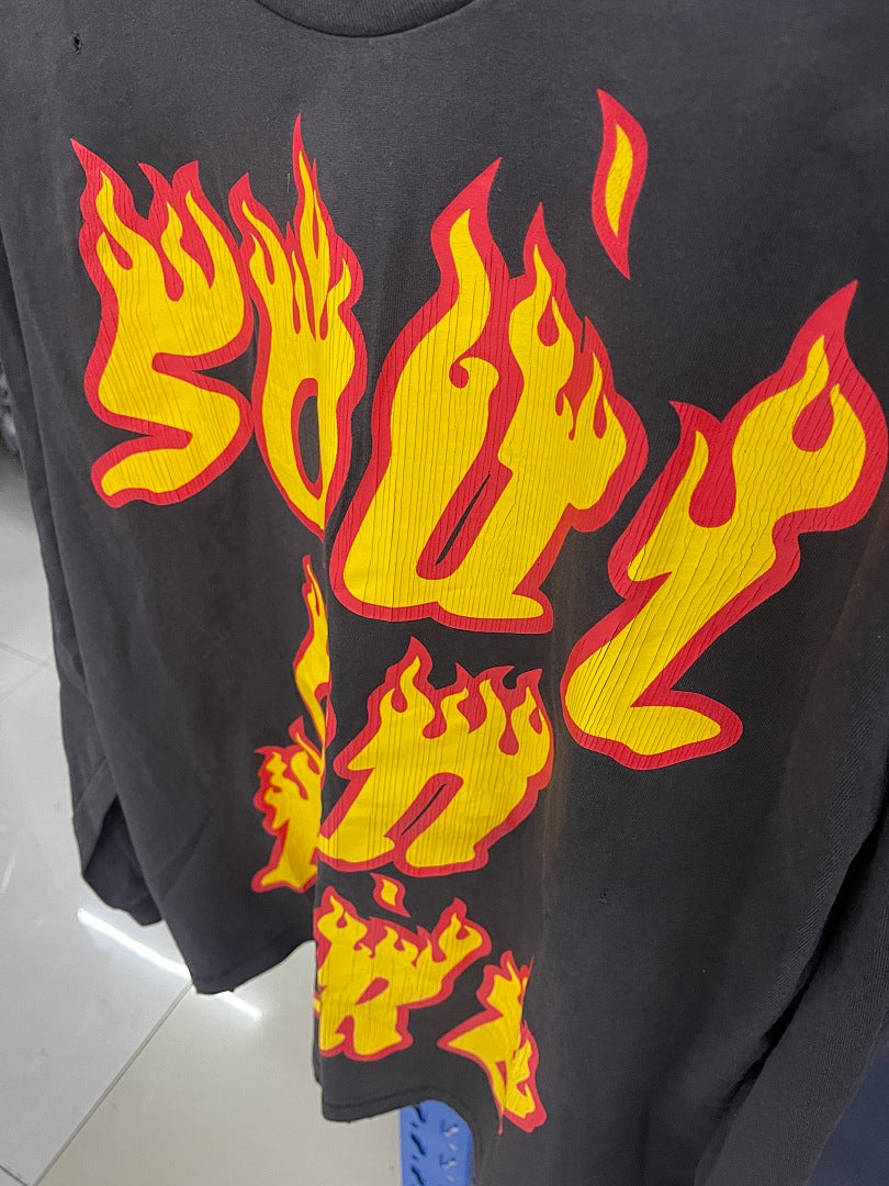 Saint Michael Soul On Fire Flame Sleeve Sweatshirt