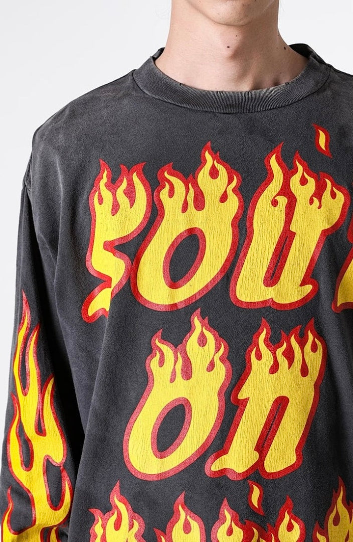 Saint Michael Soul On Fire Flame Sleeve Sweatshirt