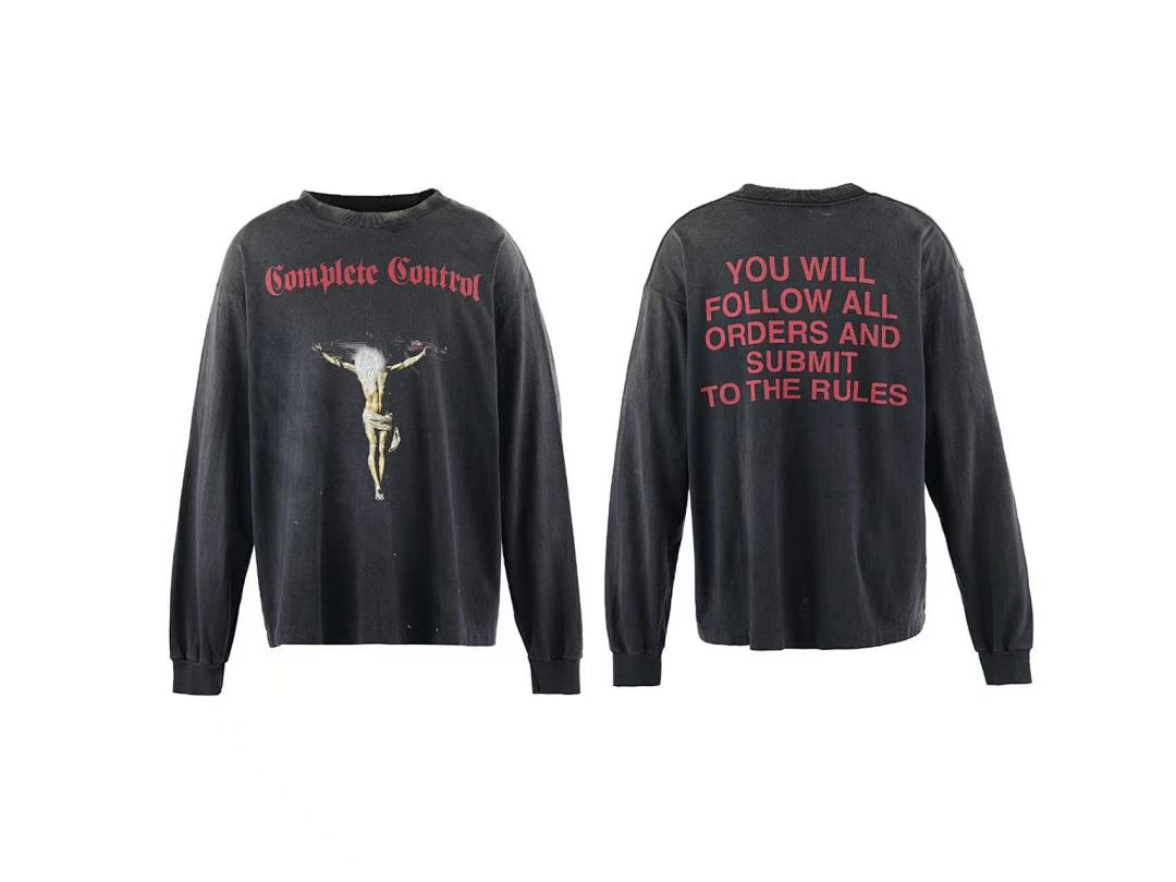 Saint Michael Gothic Figure & Text Print Sweatshirt
