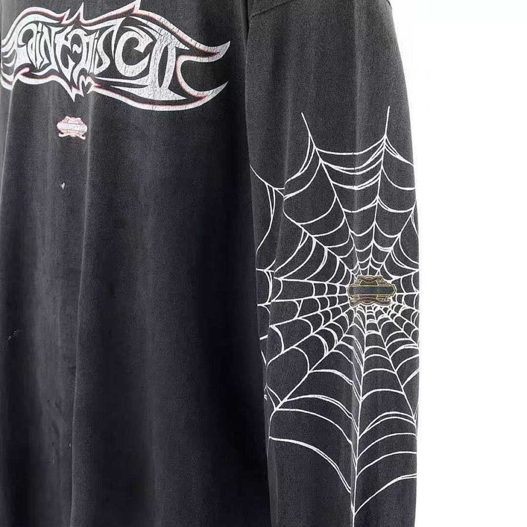 Saint Michael Graphic Emblem & Sleeve Print Sweatshirt