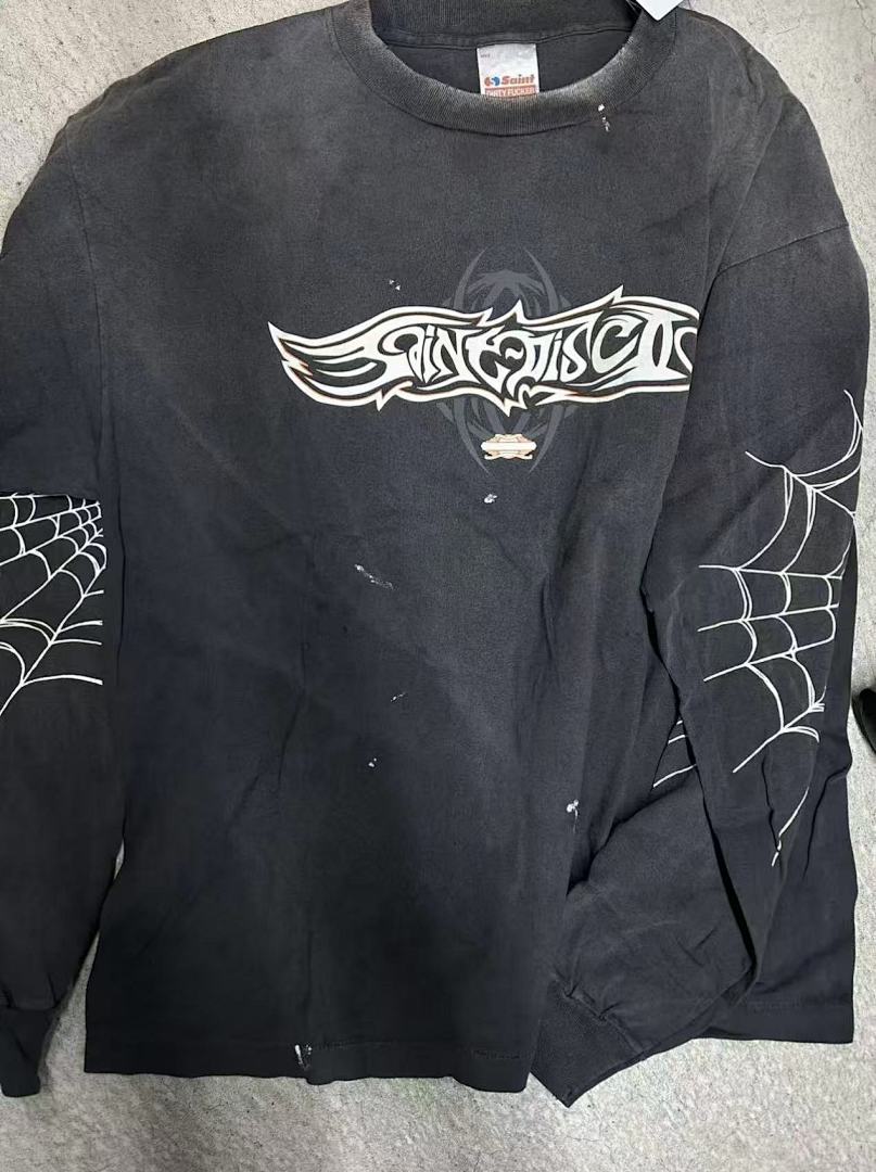 Saint Michael Graphic Emblem & Sleeve Print Sweatshirt