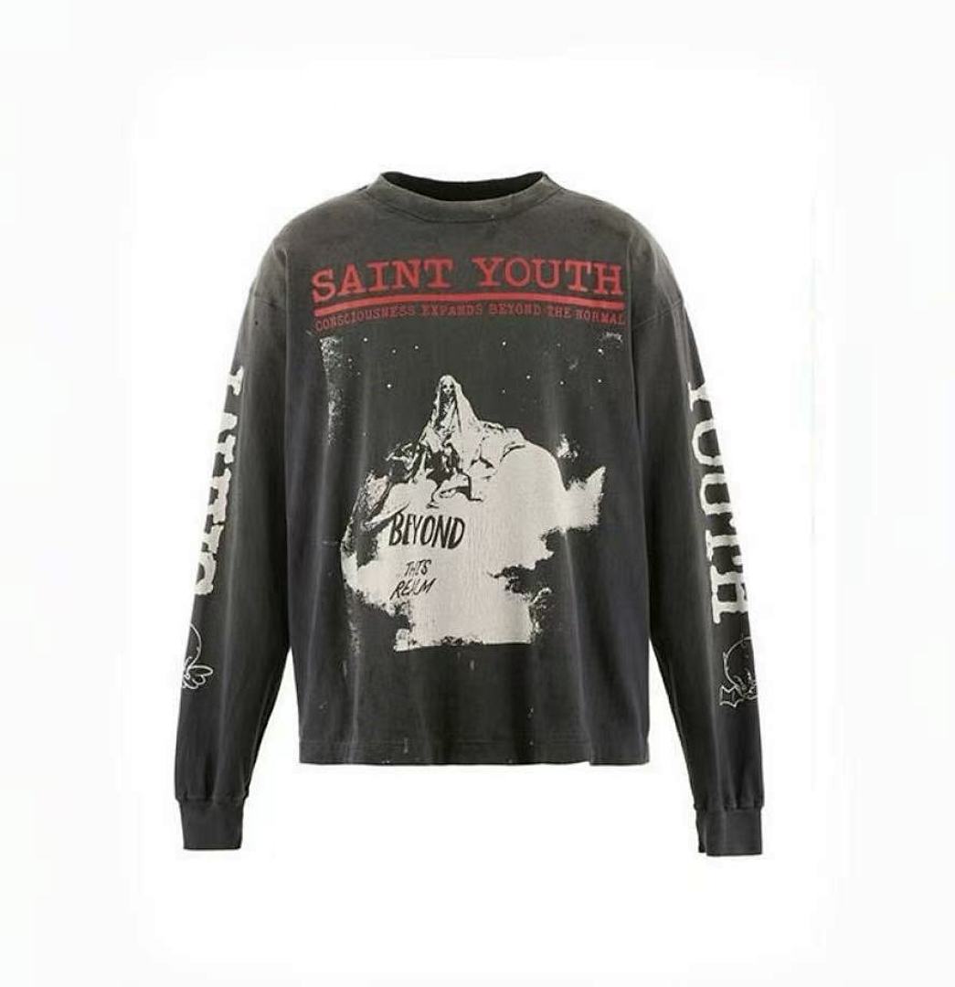 Saint Michael Photo Print & Slogan Typography Sweatshirt