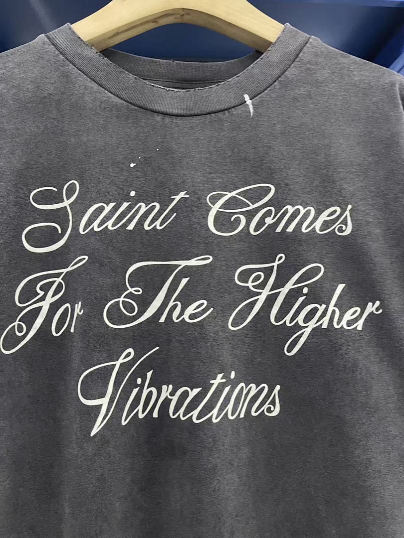 Saint Michael Script & Skull Graphic Distressed Sweatshirt