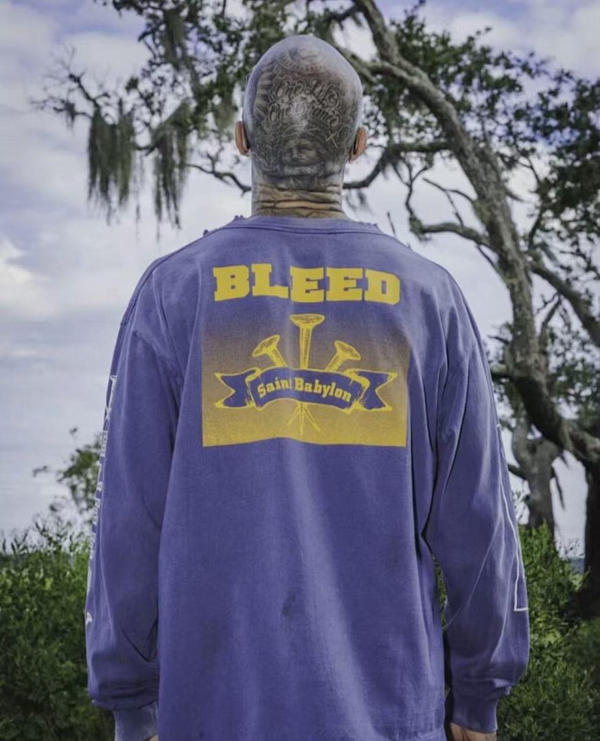 Saint Michael Sleeve Print & Back Emblem Vintage Sweatshirt