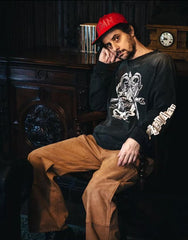Saint Michael Gothic Illustration & Sleeve Print Sweatshirt