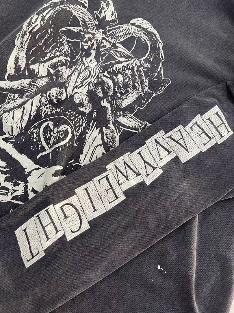 Saint Michael Gothic Illustration & Sleeve Print Sweatshirt
