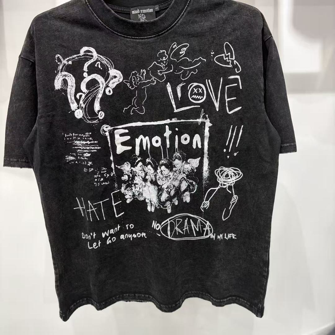 Mixed Emotion Distressed Handwritten Graphic Tee