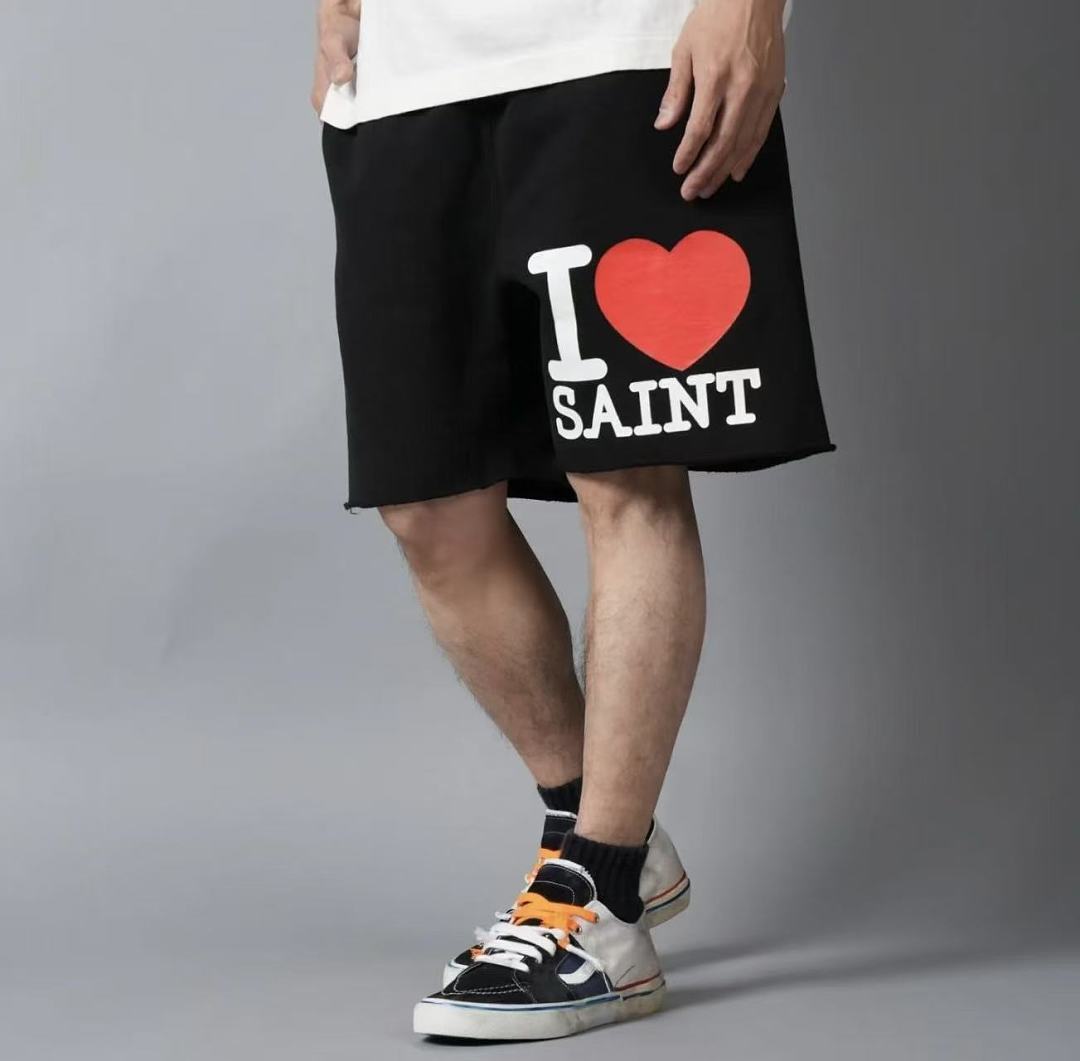 Saint Michael I Love Saint Heart Print Casual Sweat Shorts