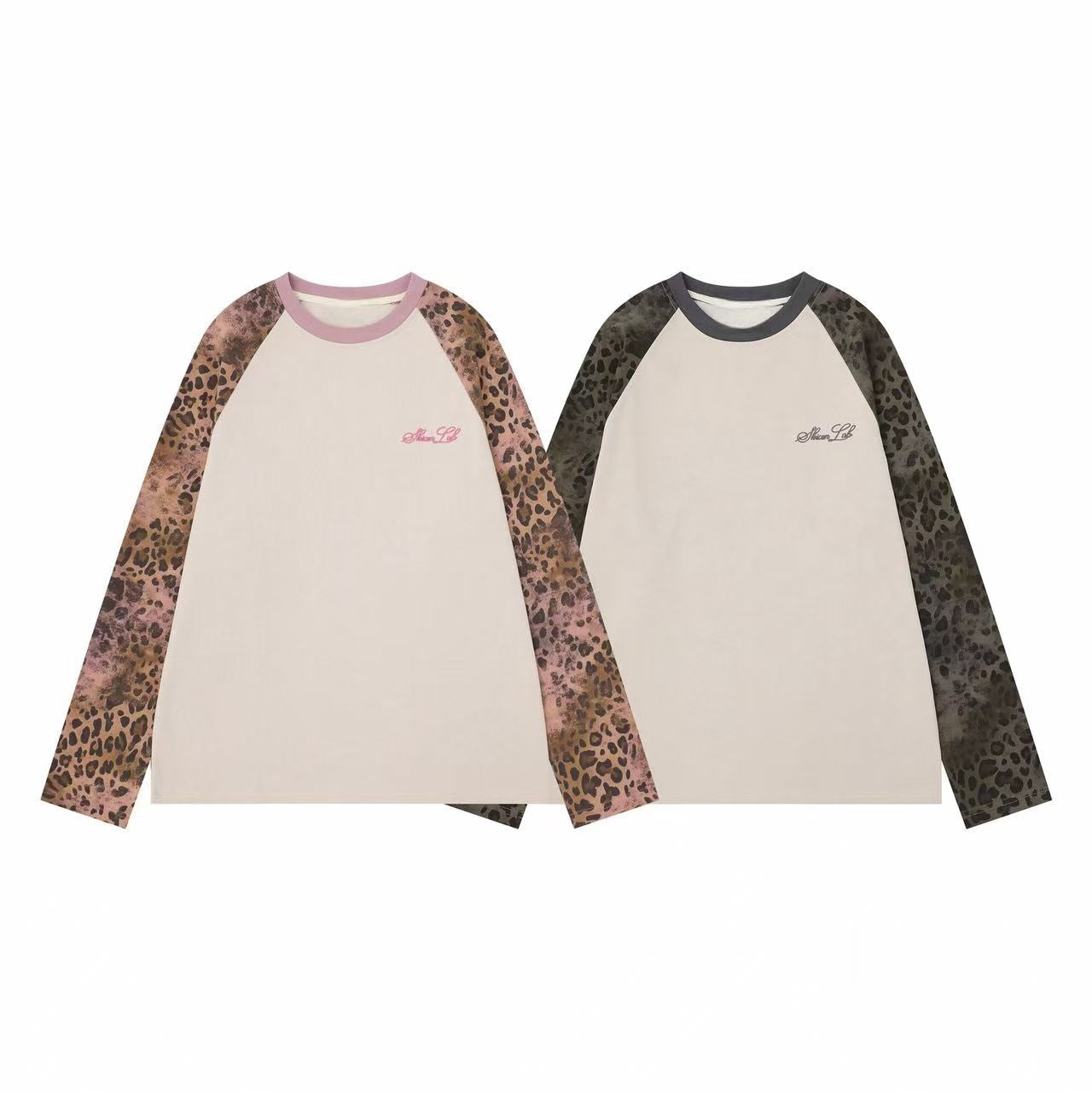 Omirad Leopard Raglan Long Sleeve Tee