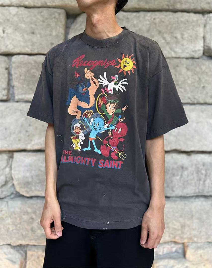 Saint Michael Illustrated Skull Graphic Tee