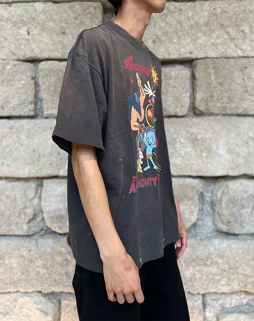 Saint Michael Illustrated Skull Graphic Tee