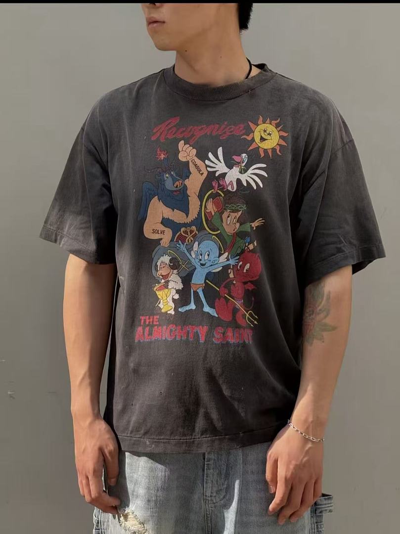 Saint Michael Illustrated Skull Graphic Tee