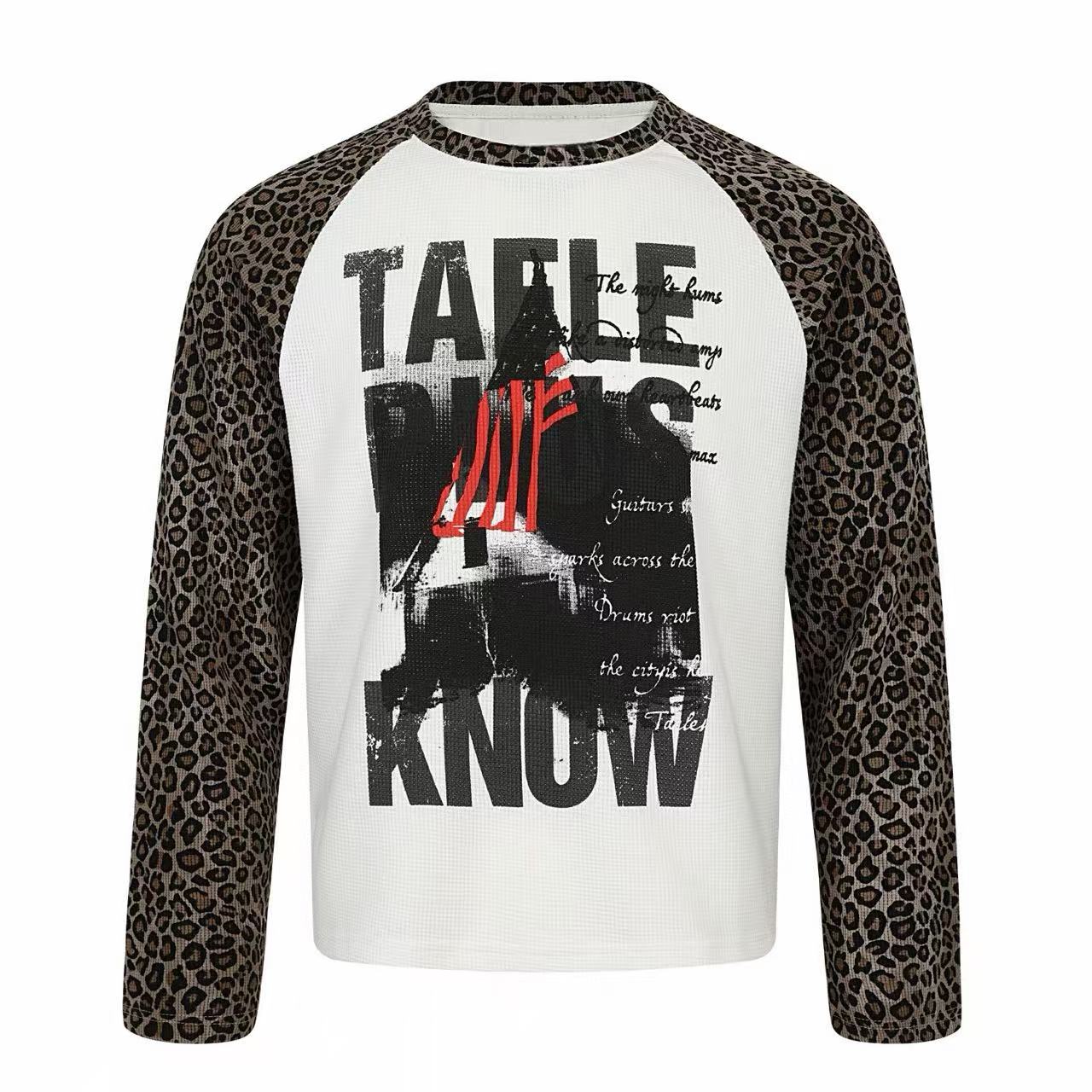 Omirad Leopard Raglan Graphic Long Sleeve Tee