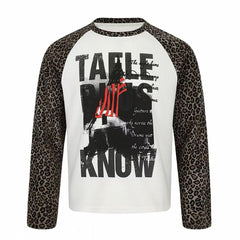 Omirad Leopard Raglan Graphic Long Sleeve Tee