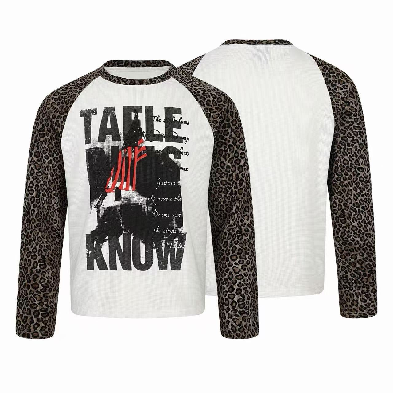Omirad Leopard Raglan Graphic Long Sleeve Tee