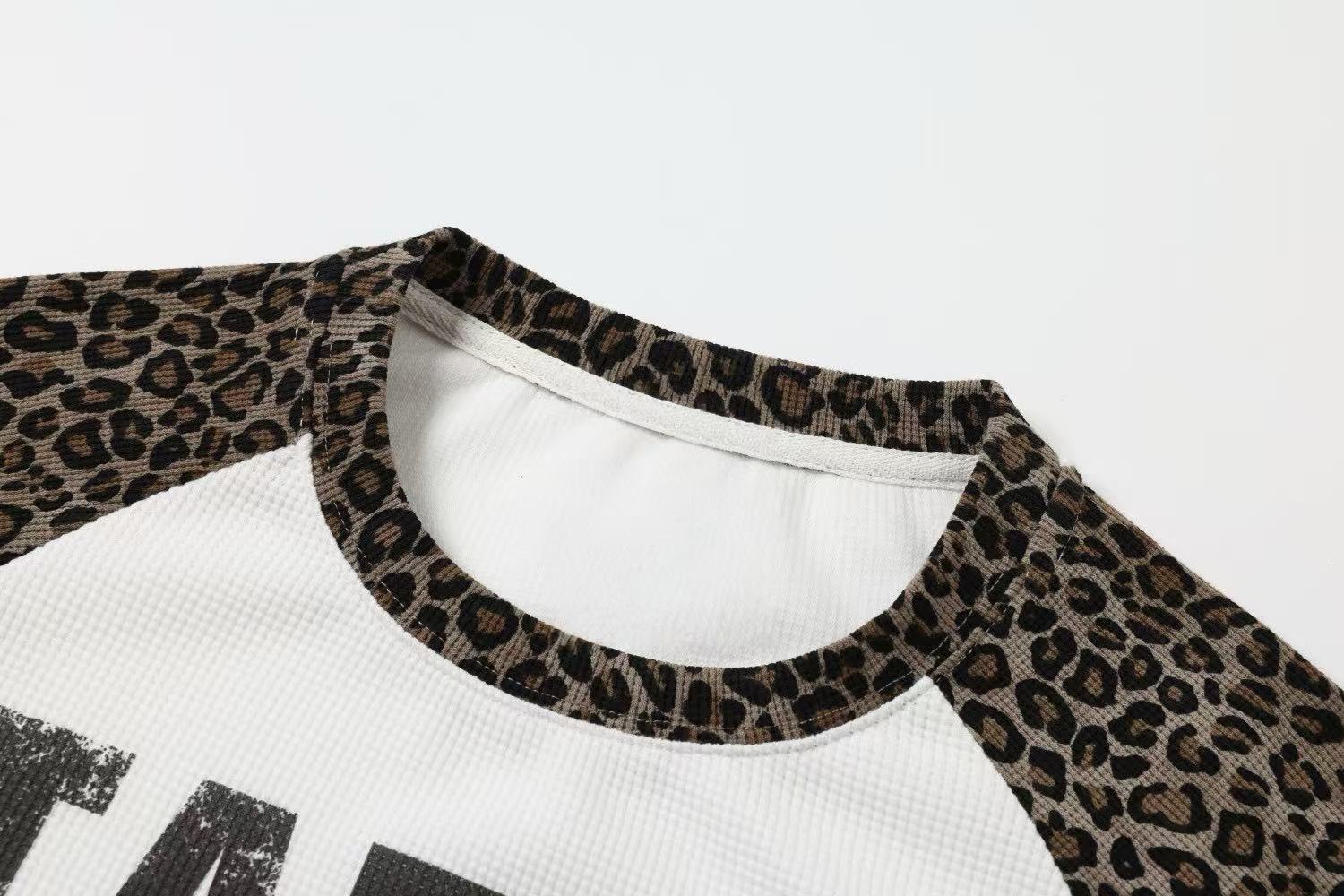 Omirad Leopard Raglan Graphic Long Sleeve Tee