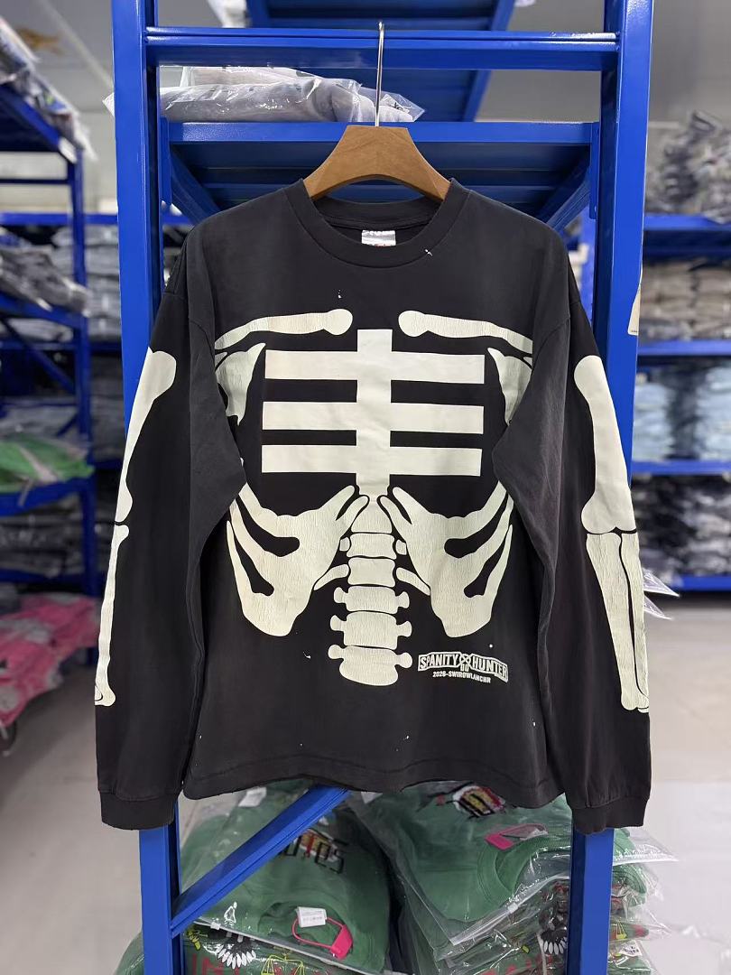 Saint Michael Skeleton Ribcage Print Knit Sweatshirt