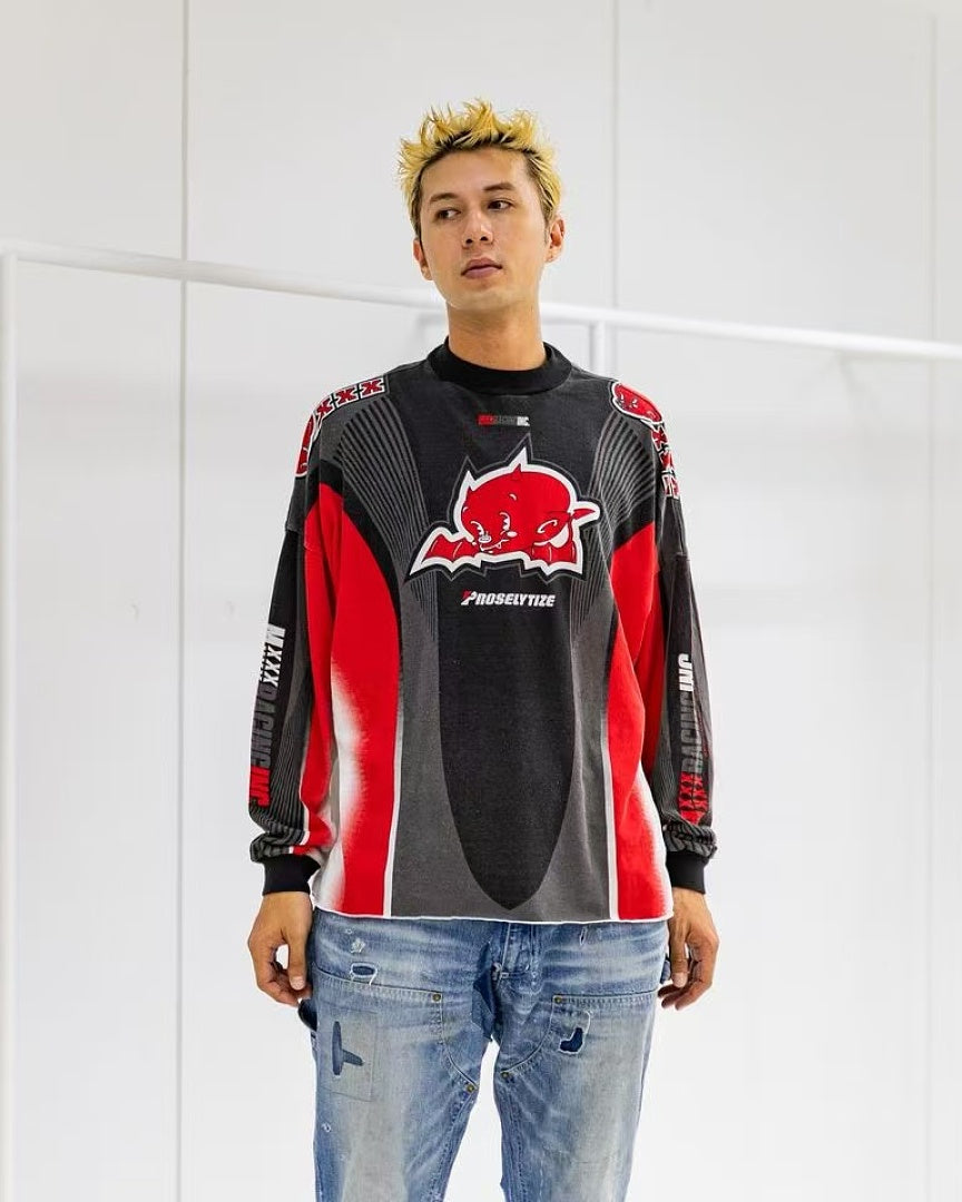 Saint Michael Vintage Paneled Graphic Long Sleeve Sweatshirt