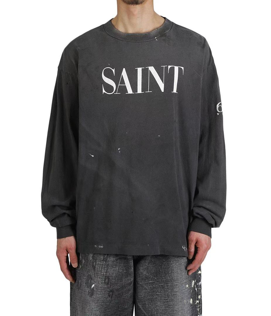 Saint Michael Distressed Minimalist Logo Sweatshirt