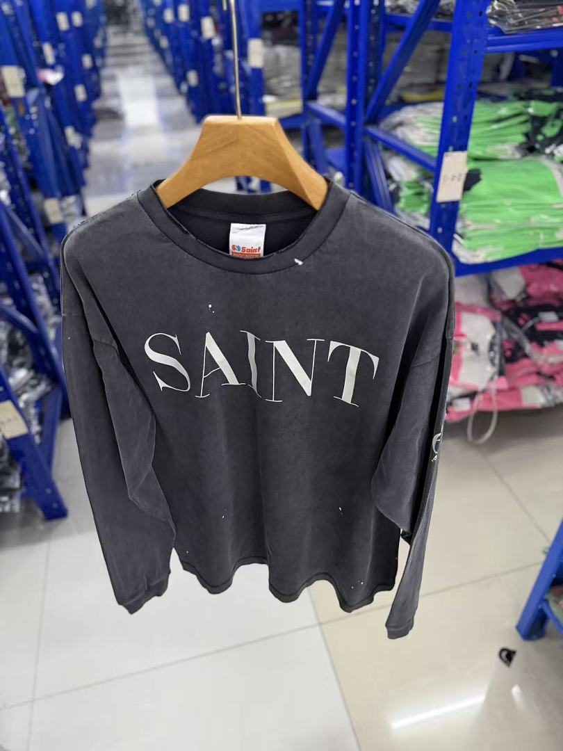 Saint Michael Distressed Minimalist Logo Sweatshirt