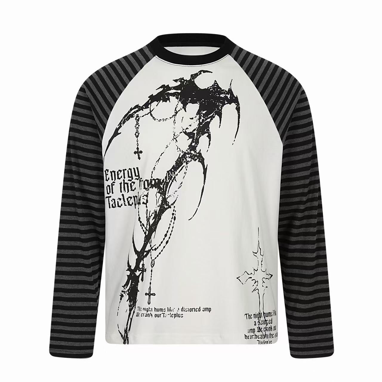 Omirad Gothic Stripe Raglan Long Sleeve Tee