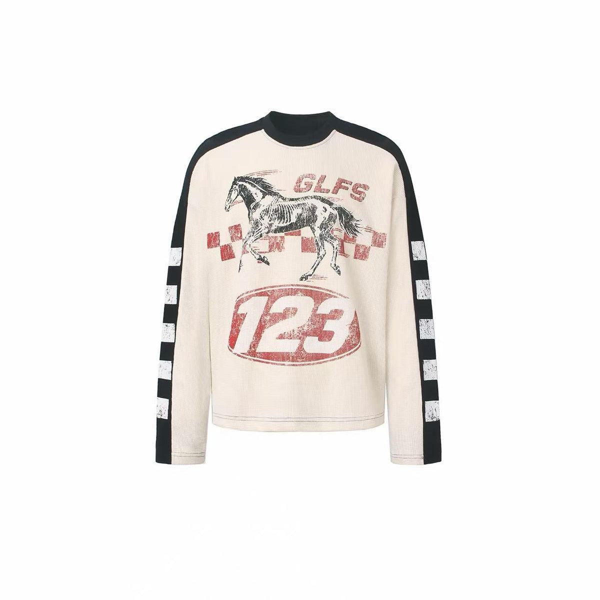 Omirad Vintage Racing Horse Waffle Long Sleeve