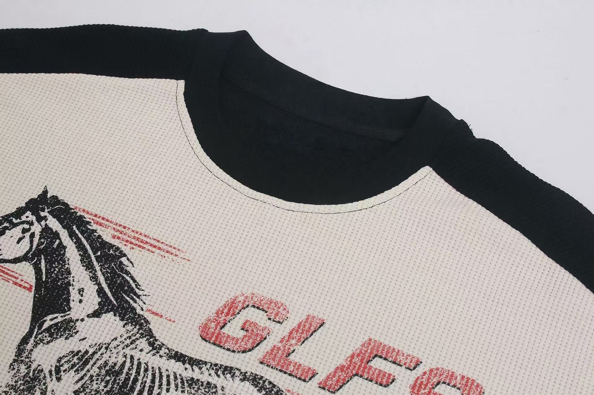 Omirad Vintage Racing Horse Waffle Long Sleeve