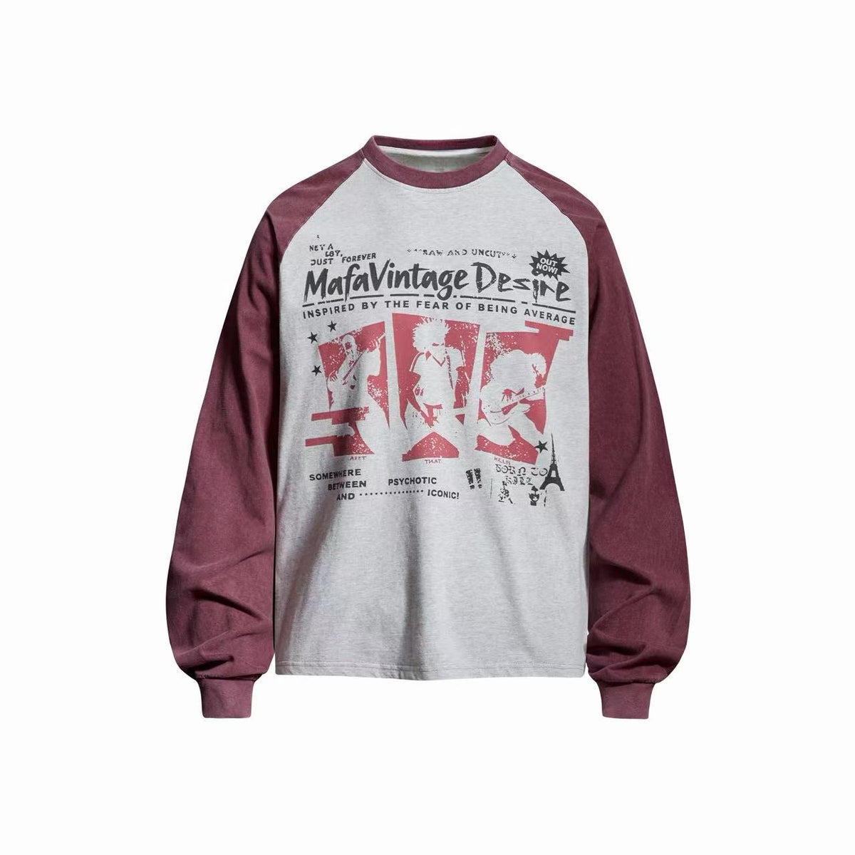 Omirad Vintage Raglan Graphic Long Sleeve T-Shirt