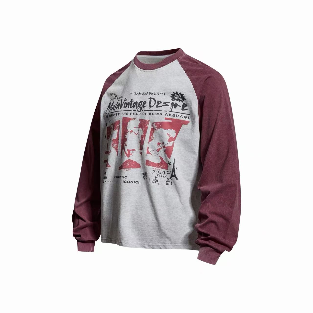 Omirad Vintage Raglan Graphic Long Sleeve T-Shirt