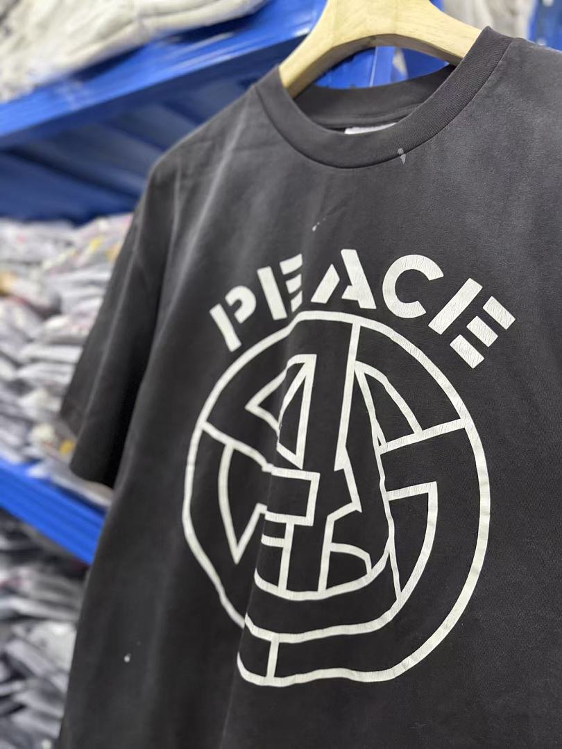 Saint Michael Peace Graphic & Slogan Print Vintage T-Shirt